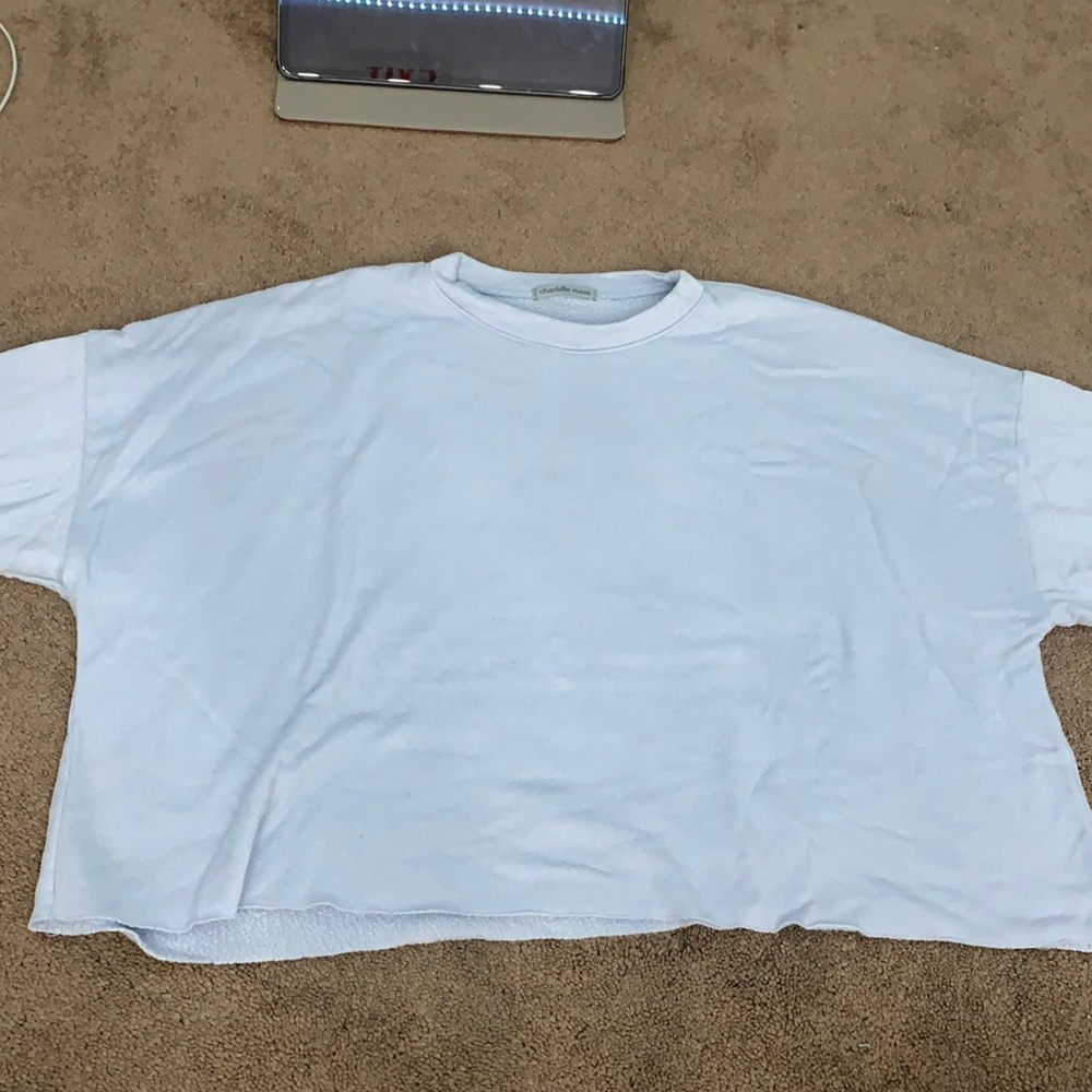 CHARLOTTE RUSSE baby blue cropped shirt